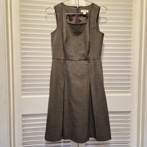 Ann Taylor LOFT Brown Herringbone Tweed Sleeveless Career Dress 0 Lined